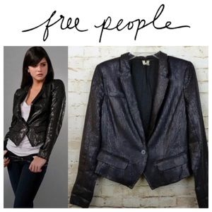 Free People Black Sequin Blazer Jacket Tuxedo / Crop Style Size 4 Small NWOT